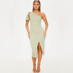 Pretty Little Thing One Shoulder Slit Midi Dress